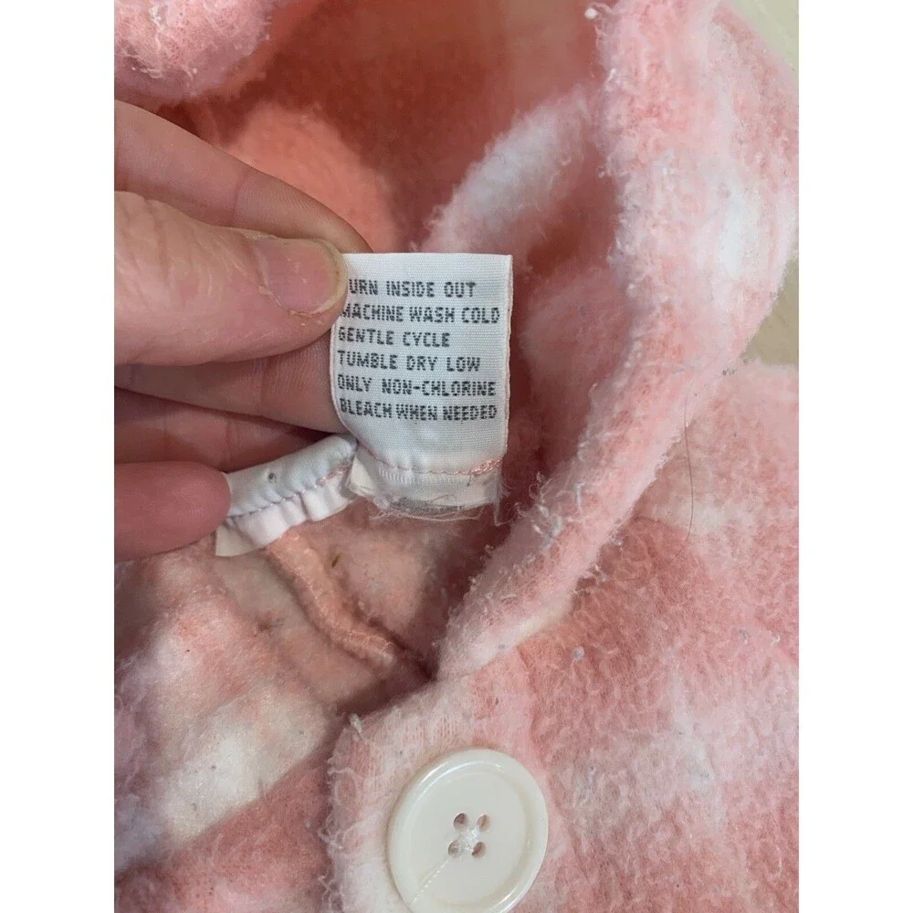 Vintage Lullaby Club Fleece Baby Bunting Bodysuit Size 6-9 Mo Pink Plaid Print